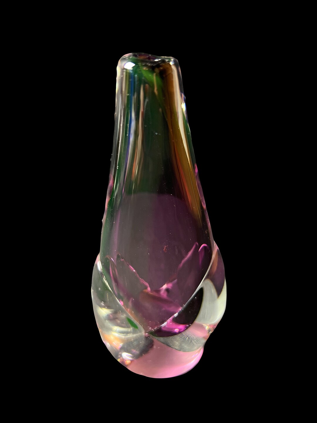 Teardrop Small Mouth Vase Purple Glass Small Vase Bud Etsy