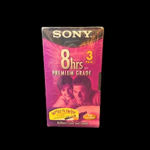 Lot of 3 Sony 8 Hour VHS Blank Video Tapes - New Sealed - Premium Grade