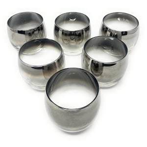 Silver Fade Roly Poly Thorpe Glasses Lot of 6 Vintage Barware