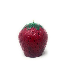 Large Vintage Strawberry Shaped Wax Candle - Unused - Paint Wear / Paint Missing