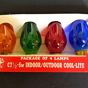 Vintage Replacement Light Bulbs - Christmas String Lights - Indoor/Outdoor - Multi Color Clear C7.5 - 5W