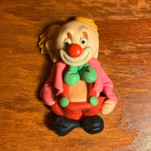Clown Refrigerator Magnet - Polymer Clay - Vintage - Poland