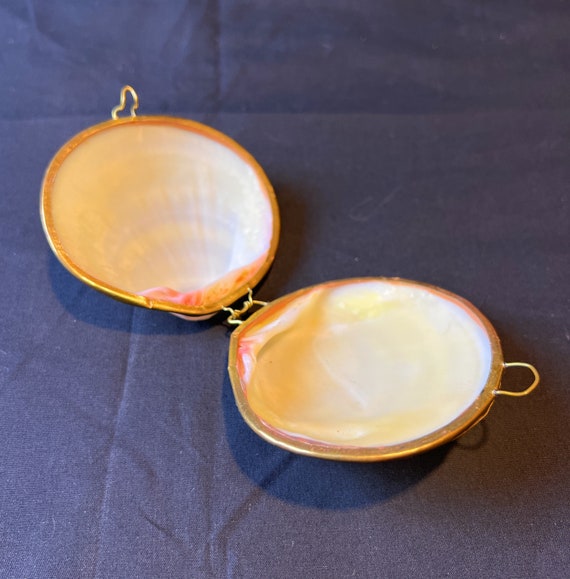 Sea Shell Brass Hinged Trinket / Jewelry Box - Se… - image 2