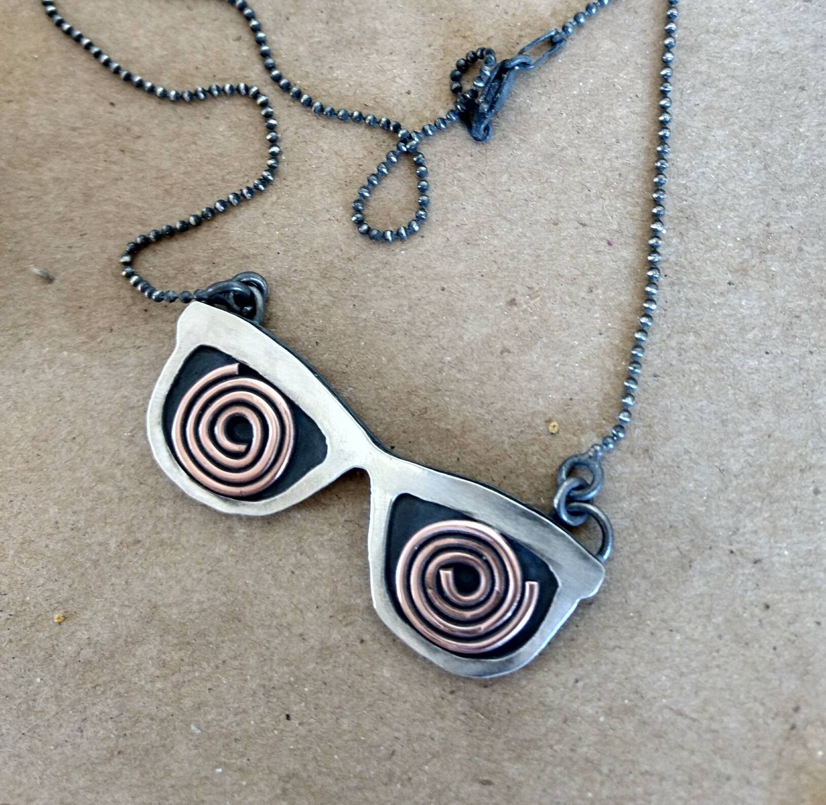 Sterling X Ray Spex Hypno Glasses Pendant Etsy