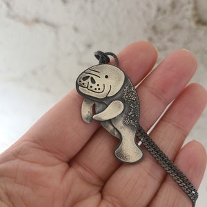 Made To Order* Sterling Silver Manatee Sea Cow Wetlands Animal Wildlife Handmade Statement Artisan Pendant Necklace