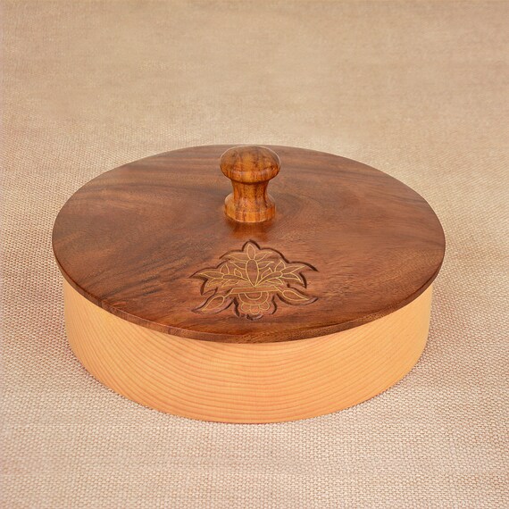 Handcrafted Wooden Box Unique Hotpot for Kitchen,Dining Rosewood- Sheesham