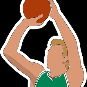 May include: Illustration of a basketball player in a green jersey with the number 33, shorts, and sneakers, mid-shot with the ball. The player is set against a black background.