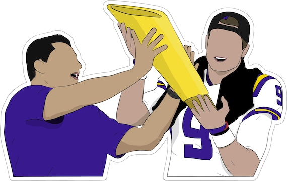 Joe Burrow and Ed Orgeron "Champions" Sticker