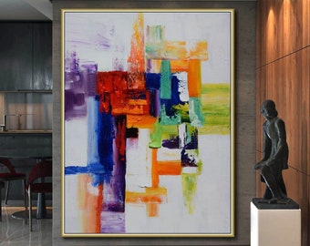 Original Colorful Abstract Art, Extra Large Abstract Painting, Canvas Wall Art, Original Contemporary Canvas Art, Modern Texture Art JE46