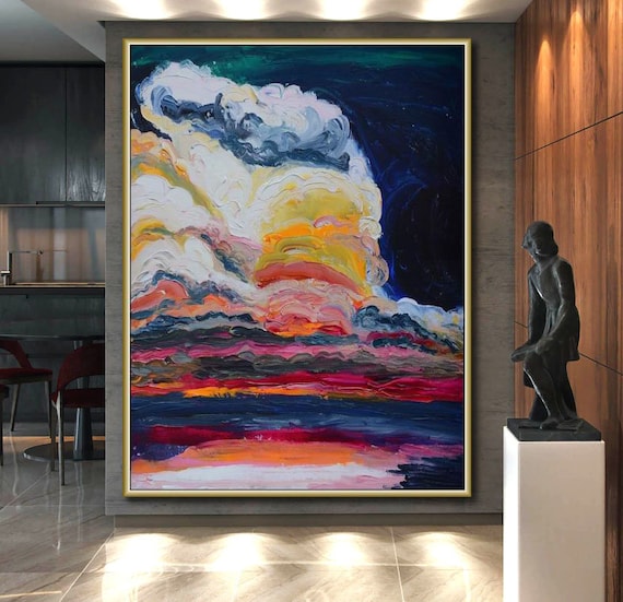 キャンバス絵画 テクスチャー アート 空 キャンバスに描く空の表現