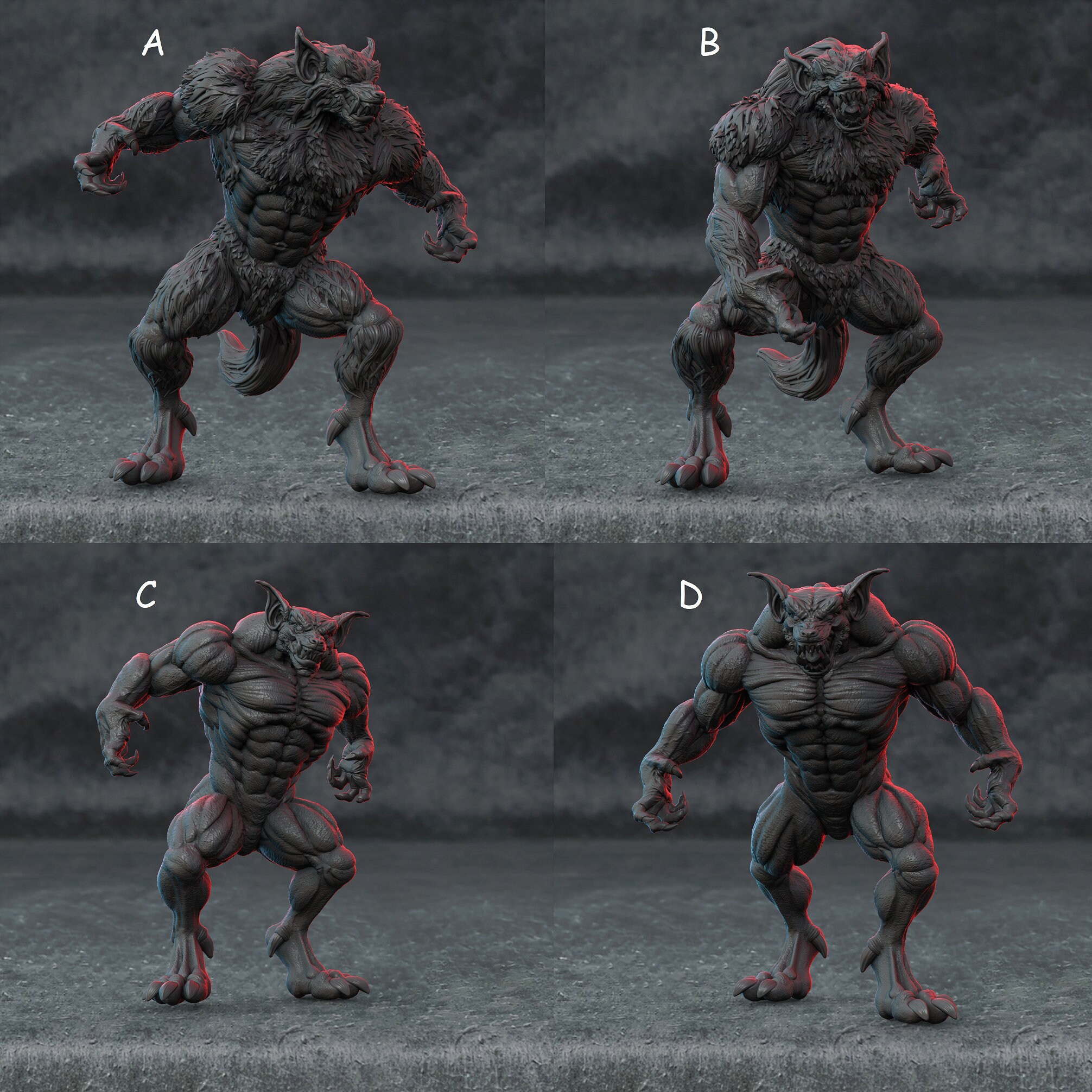 Werewolves Lycans Lycanthrope Resin Miniature Dungeons - Etsy