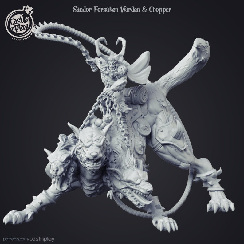 15mm Cerberus! Mini Pathfinder Dungeons and Dragons DnD 32mm Sandor the Forsaken and his Hound 28mm Resin Miniature