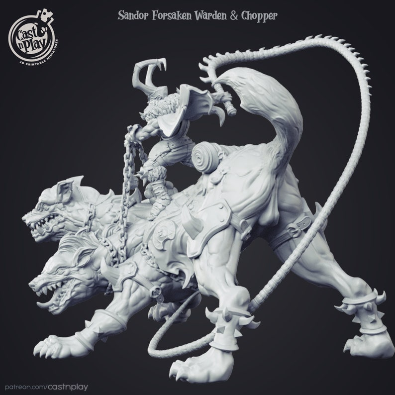 15mm Cerberus! Mini Pathfinder Dungeons and Dragons DnD 32mm Sandor the Forsaken and his Hound 28mm Resin Miniature