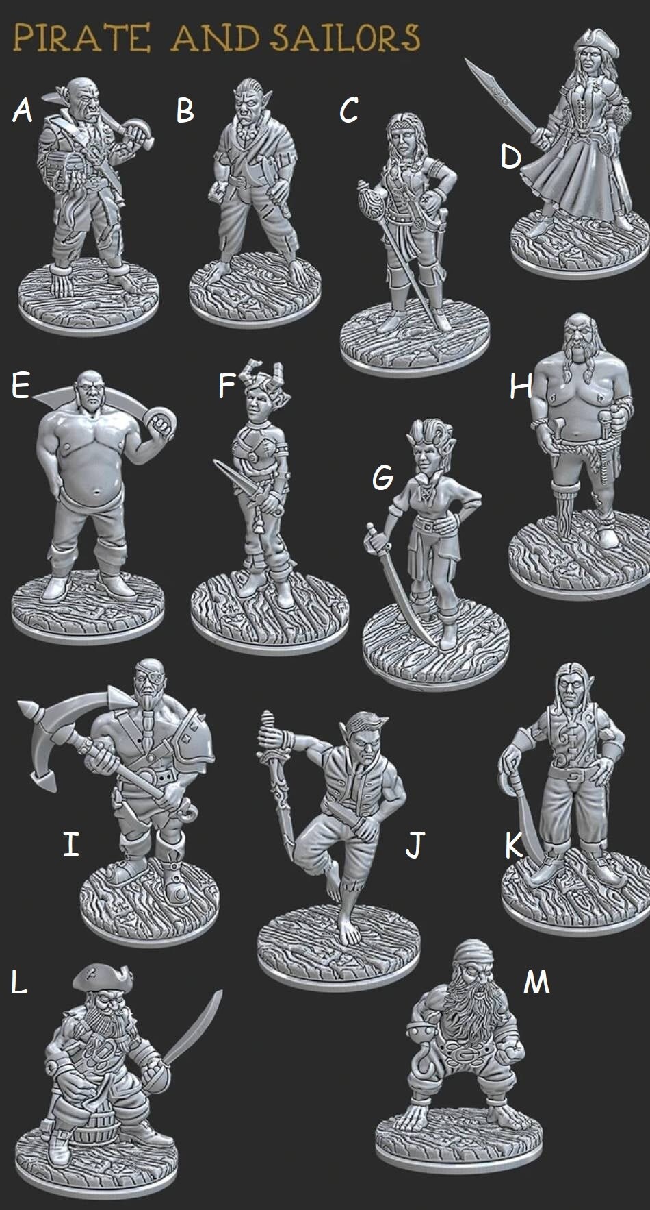 Pirates and Sailors Resin Miniatures Dungeons and - Etsy India