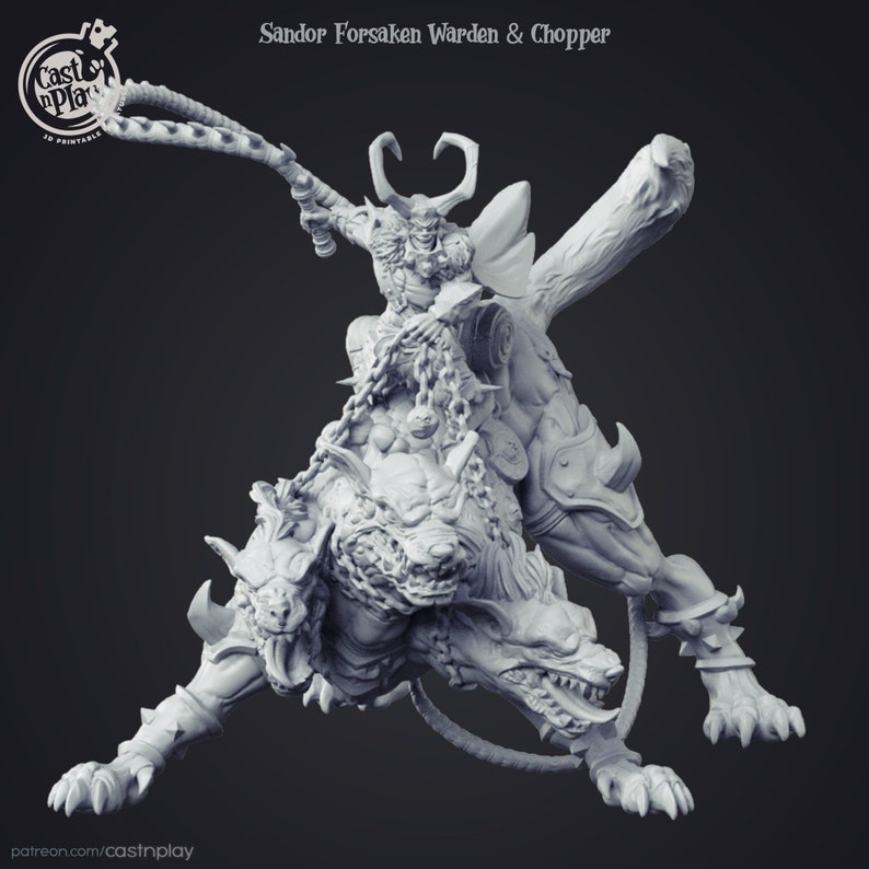 15mm Cerberus! Mini Pathfinder Dungeons and Dragons DnD 32mm Sandor the Forsaken and his Hound 28mm Resin Miniature