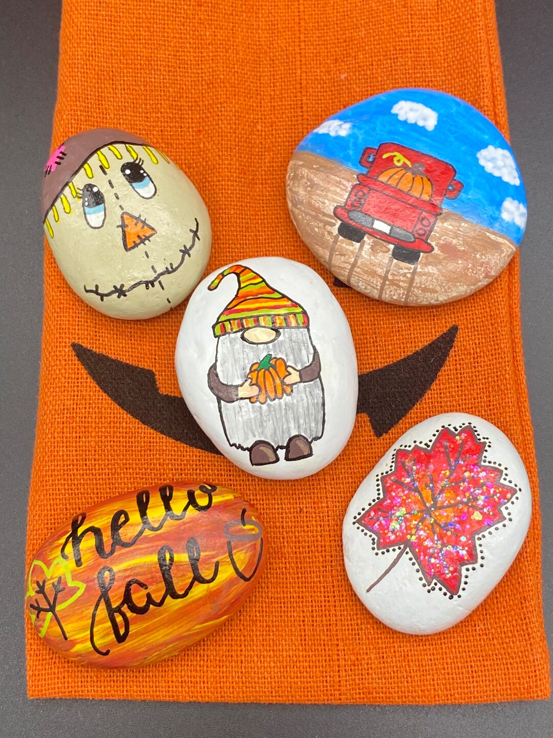 Fall Item Rocks Painted Rocks Autumn/fall Set of 5 Handmade - Etsy