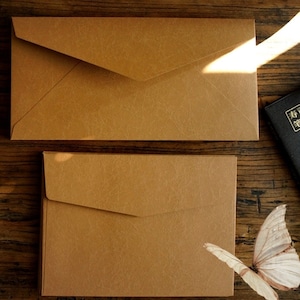 Papier ciré papier kraft papier enveloppe invitation Sac de rangement pour cartes postales Nostalgie rétro Couleur pure sans impression Grain naturel 10pcs / set