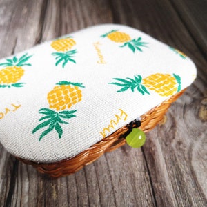Sewing kit Sewing box rattan knit basket , fruit pattern linen fabric, lovey gift