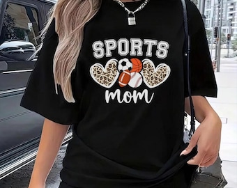 Gepersonaliseerde sport-T-shirt, shirt voor meerdere sporten, aangepaste sport moeder shirts, aangepaste naam T-shirt, cadeau voor oma, moeder, dochter, zoon, kind