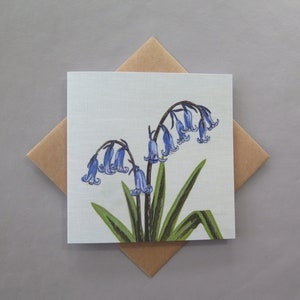 Bluebells card - by Lellibelle - Textile Art - Blank - Notelet - Thinking of You - Spring flowers - Sympathy