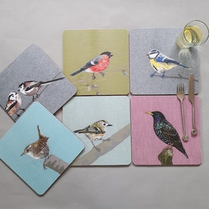 Individual or selection of 4, Garden bird placemats collection, melamine, cork-backed - by Lellibelle