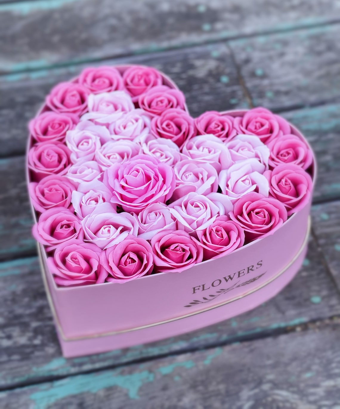 Elegant heart shaped soap flower box soap rose Valentines Etsy