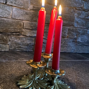 Vintage Brass Candle Holder, 3 arm brass candleholder , Candle Stick 3 Arms ,antique candleholder ,mcm candlestick