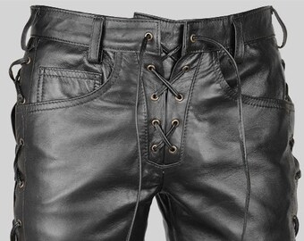 leather lace up pants mens