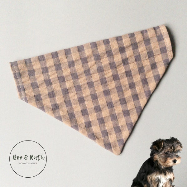 Yellow Checkered Dog Bandana - Over the Collar - Puppy Gift - Cute Bandana