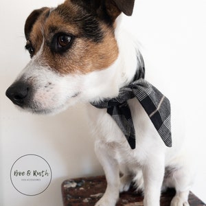 Check Dog Bandana - Dog Necktie - Cute Puppy Gift - Gift for Dog Mom - Tie On Necktie