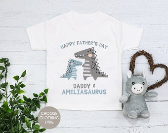 Personalised Happy Fathers Day Dino T Shirt, Bodysuit, Baby Grow, Onesie, Sleepsuit, Romper, 1st, Dinosaur, Daddy,