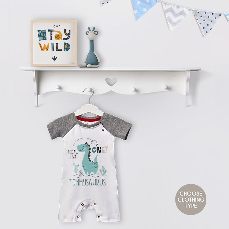 Personalised Boys Dino Birthday Baseball Romper, T Shirt, Boys Clothi…