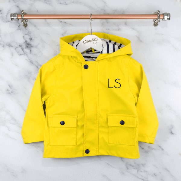 Personalised Baby and Toddler Raincoat, Unisex, Autumn, Yellow, Baby, Toddler, Kids, Clothing, Rain Jacket, Coat