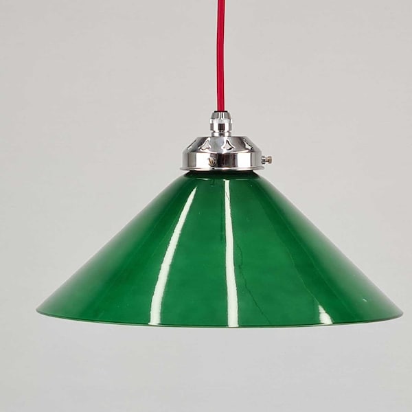 Suspension Coolie Shade en verre vert Options et combinaisons flexibles disponibles, suspension Coolio de style vintage, suspension chromée