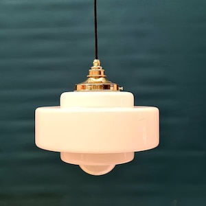 Deco Opal School light, The Opal glass pendants are truly beautiful lights. The pure white opal glass glows softly