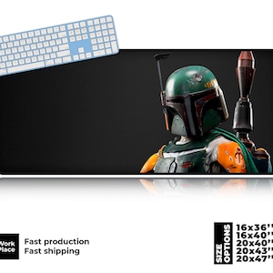 Boba Fett Desk Mat, Cosmic Saga Desk Mat, Large placemat, Galaxy Large Mouse Pad, Large Desk Pad, Eco-Friendly Desk pad, Comic Fan Gift.