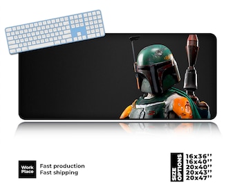 Boba Fett Desk Mat, Cosmic Saga Desk Mat, Large placemat, Galaxy Large Mouse Pad, Large Desk Pad, Eco-Friendly Desk pad, Comic Fan Gift.