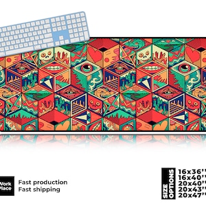 Tapis de souris de jeu de couleur ethnique. Grand tapis de bureau.