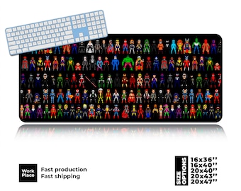 Gaming Desk Mat, Geek placemats, HD Colorful Large Desk Pad, Eco-Friendly Desk pad, Colored Large Mouse Pad, Comic Fan Gift.