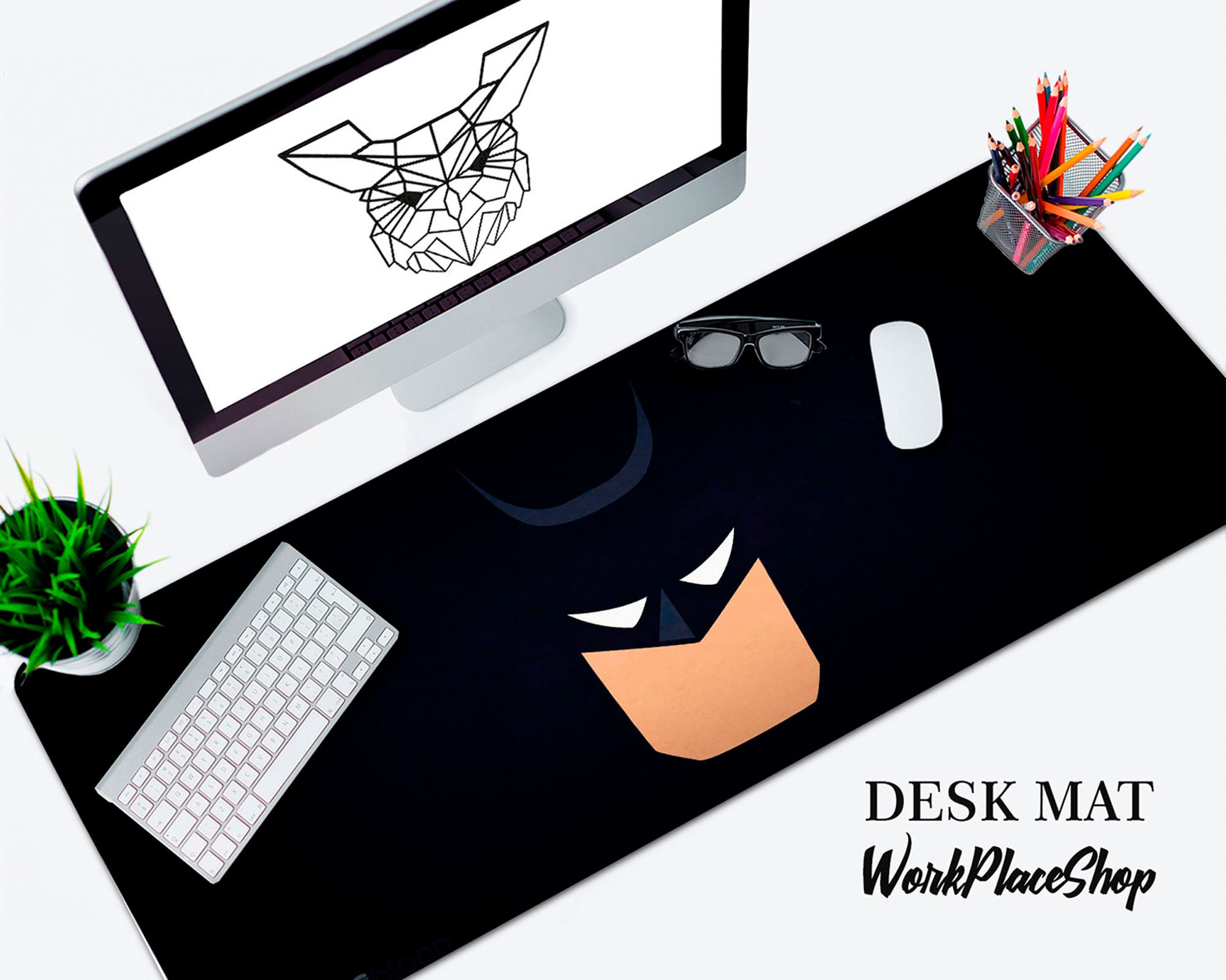 Batman Cowl Desk Mat DC Large mouse pad Batman Logo Print Etsy