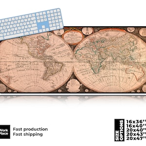 Weltkarte Schreibtischmatte, antikes Dekor Mauspad, Maus Pads, Großes Maus Pad, Schreibtisch Dekor, Schreibtisch Unterlage, Große Schreibtisch Unterlage, Tischsets, Mousepad
