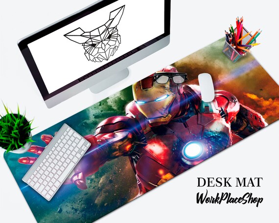 Iron Man Desk Mat Tony Stark Large Desk Pad Tony Stark Etsy