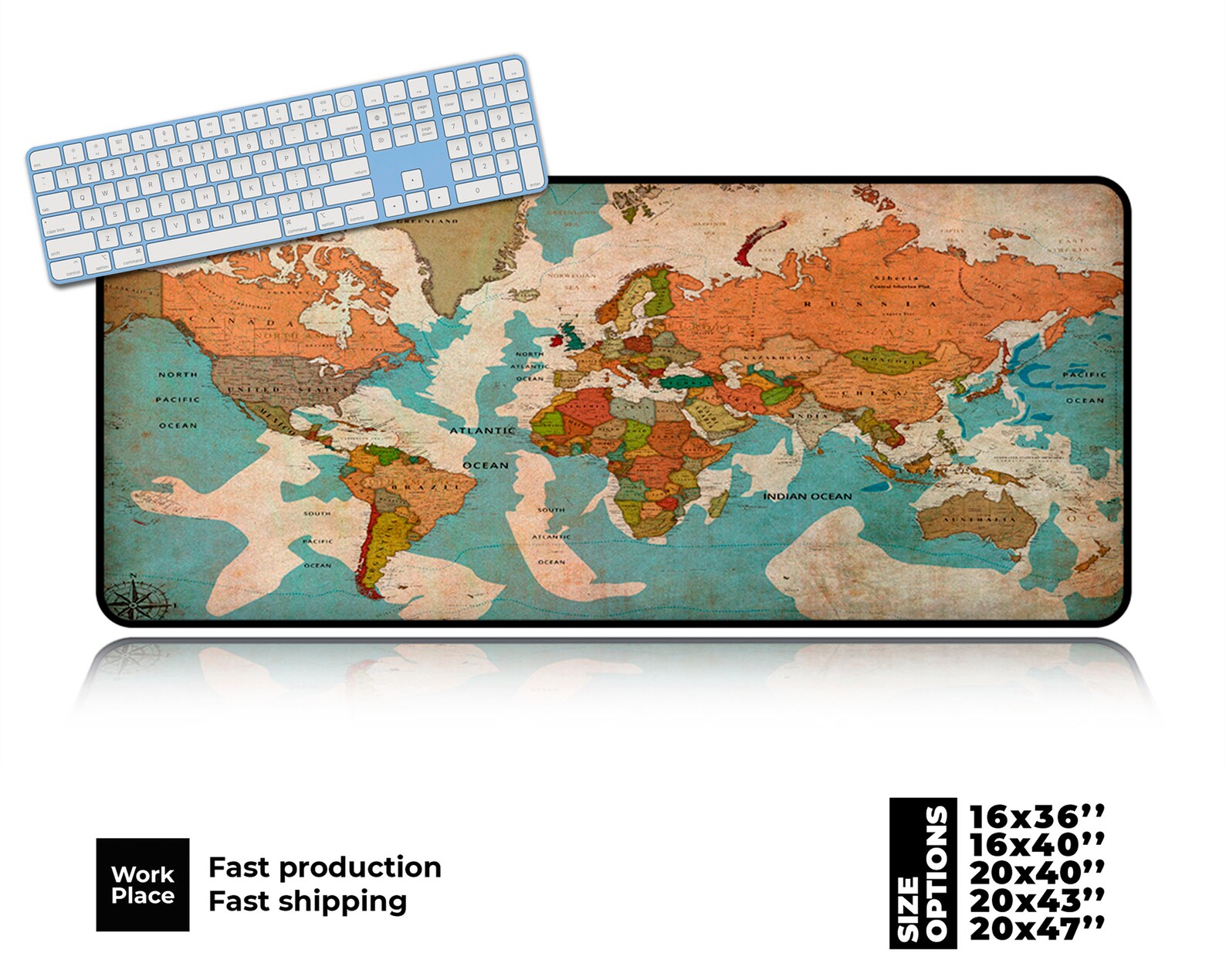 Colorful World Map Desk Mat Shabby Chic Mouse Pad Mouse Etsy