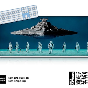 Star Destroyer Desk Mat, Cosmic Saga Desk Mat, Geek placemat, Clone Troopers Mouse Pad, Stormtroopers Large Desk Pad, Comic Fan Gift.