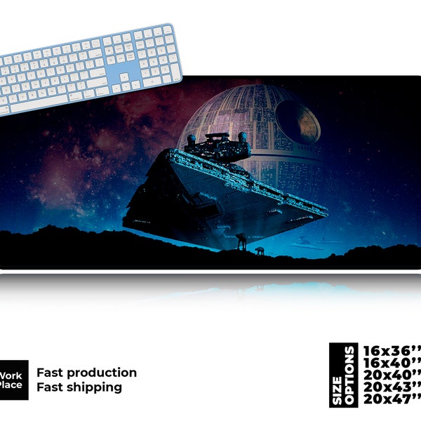 Star Destroyer Desk Mat, Death Star Desk Mat, Geek placemat, Galaxy Large Mouse Pad, Large Desk Pad, Eco-Friendly Desk pad, Comic Fan Gift.