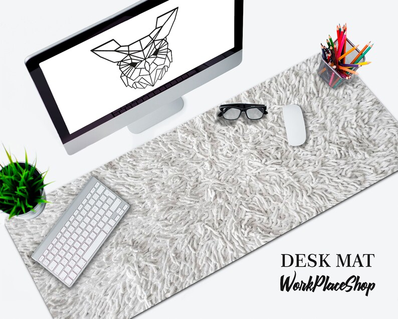 White Carpet Desk Mat Print Mouse Pad Pads Large Decor Place Mats Mousepad