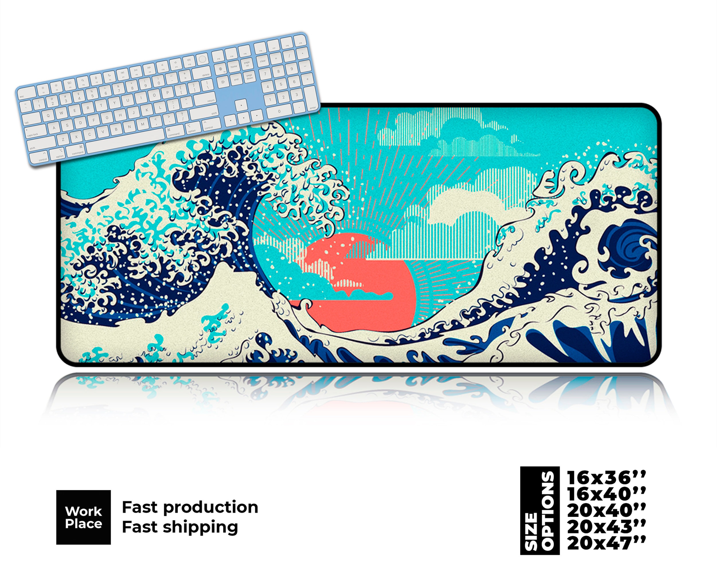 Japanese Great Wave Mouse Pad. Large Desk Mat. Etsy
