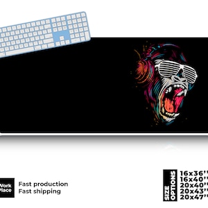 DJ Monkey Music Mouse Pad. Large desk mat.