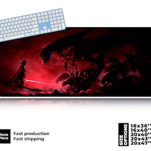 Darth Desk Mat, Alien Desk Mat, Geek placemat, Vader Large Mouse Pad, Large Desk Pad, Eco-Friendly Desk pad, Comic Fan Gift.