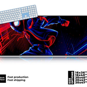 Gaming Desk Mat, Geek placemats, Spider-Man Large Desk Pad, Miles Morales Desk pad, Colored Large Mouse Pad, Comic Fan Gift.